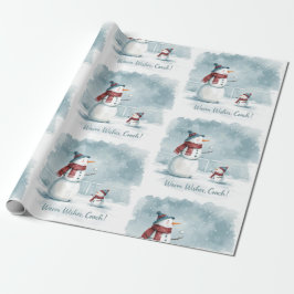 Papel De Presente Tennis Christmas Festive Snowman