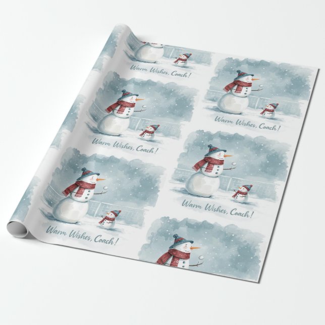 Papel De Presente Tennis Christmas  Festive Snowman  (Desenrolado)