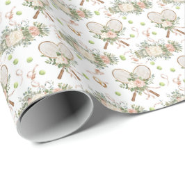 Papel De Presente Tennis Racket with Floral 