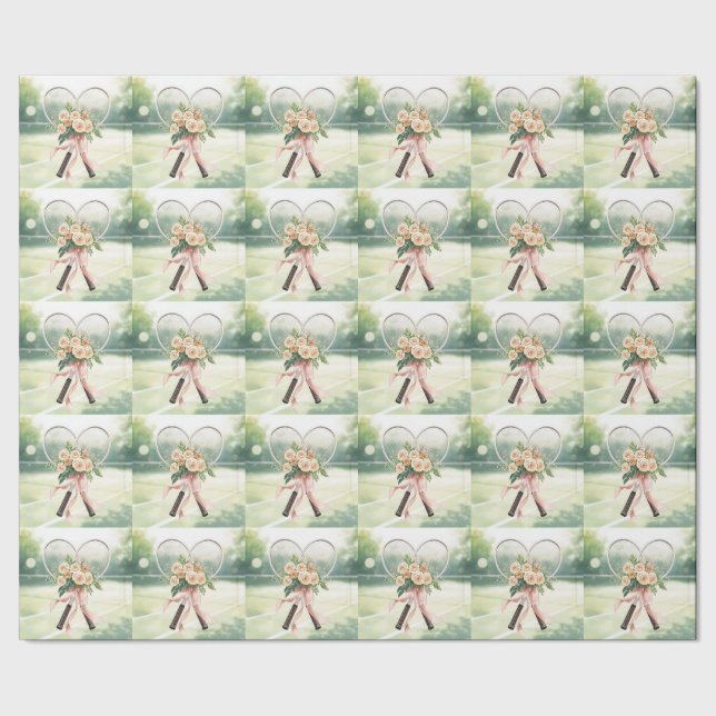 Papel De Presente Tennis Racket with Floral  (Barra)