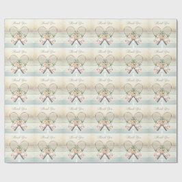 Papel De Presente Tennis Wedding Thank You text with Floral Rackets