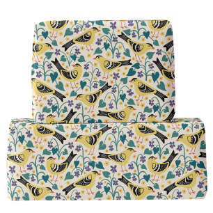 Papel De Presente Tentilhão e Flor de Violeta de Madeira
