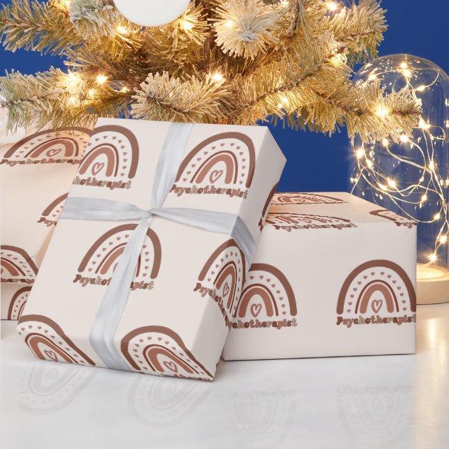Papel De Presente Terapêutica Boho Rainbow Psicoterapeuta (Feriados)