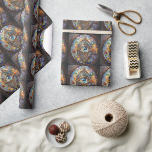 Papel De Presente Terceiro Olho em Vidro Colorido e Bronze