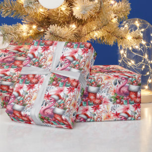 Papel De Presente Termo Flamingo Christmas