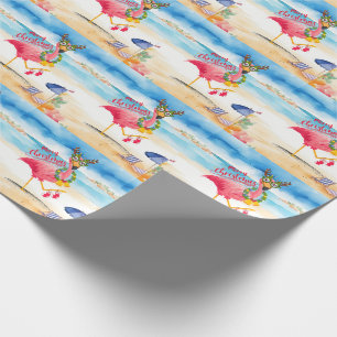 Papel De Presente Termo Flamingo Christmas