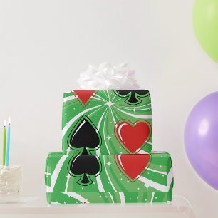 Papel De Presente Ternos de Cartas Retro Vibrantes Vermelho e Preto