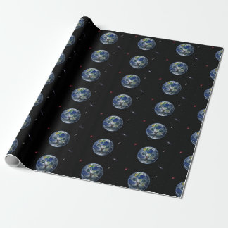 Papel De Presente Terra de Gato Espacial