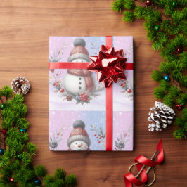 Papel De Presente Terra de Natal de Snowman Adorável