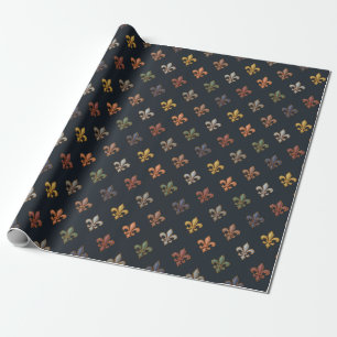 Papel De Presente Terra Escura Design Flor-de-lis de Bosques 