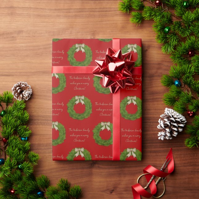 Papel De Presente Terra Evergreen com Natal de Mensagem Personalizad (Presente de Natal)