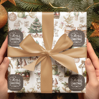 Papel De Presente Terra Maravilha de inverno personalizada com pássa