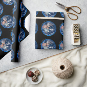 Papel De Presente Terra Marble Azul, Foto por Satélite 2014