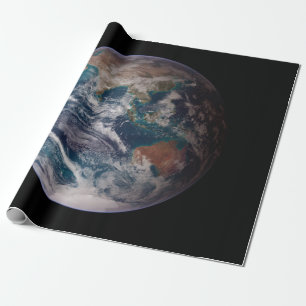 Papel De Presente Terra Marble Azul (Hemisfério Leste)