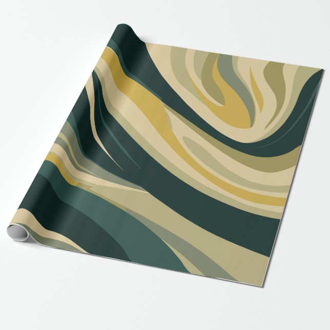 Papel De Presente Terra Tones Abstrato Swirl Design (Desenrolado)