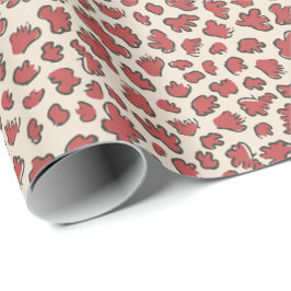 Papel De Presente Terraço de Pétala Orgânica | Moderno Vermelho Ferr