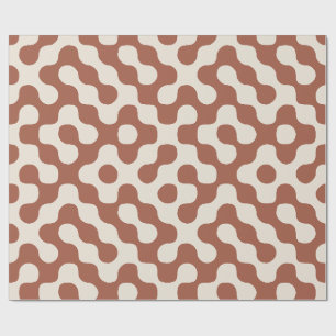 Papel De Presente Terracota Abstrato Geométrico Meados do Século