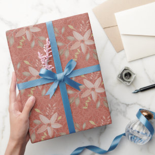 Papel De Presente Terracota Bege Renda Aquarela