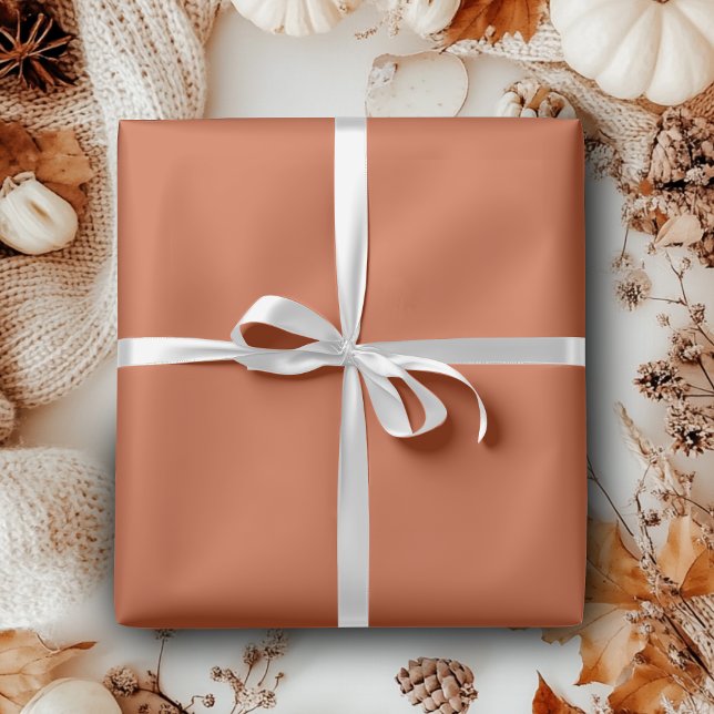 Papel De Presente Terracota Laranja Cor Sólida Design Quente e Terro (Criador carregado)