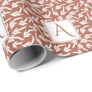 Papel De Presente Terracota, tons terrosos e folhas brancas