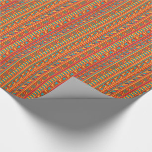 Papel De Presente Terracotta Abstrato Aztec Tribal Impressão Patter