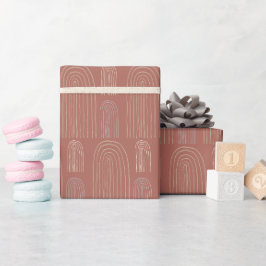 Papel De Presente Terracotta Rainbow Meio século Chic Patterno