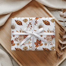 Papel De Presente Terracotta Rust Boho Folhagem Floral