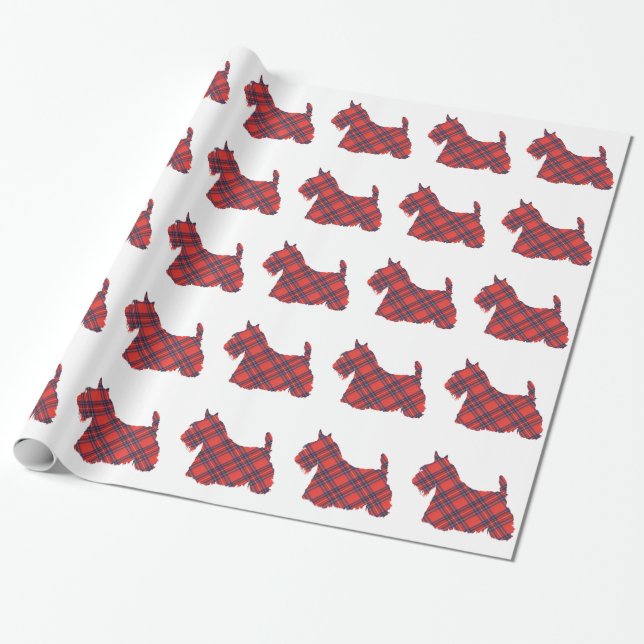 Papel De Presente Terrier Escocês XADREZ (Desenrolado)