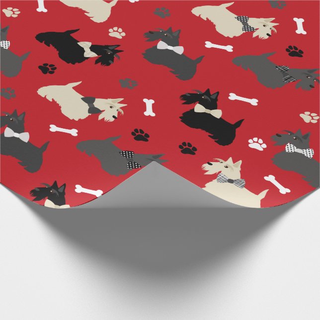 Papel De Presente Terrier Paws e Bones Red (Ponta)