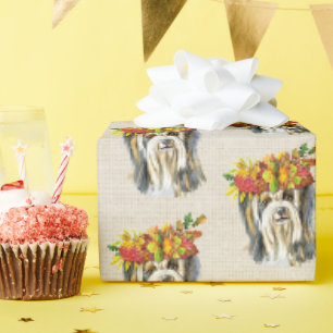 Papel De Presente Terrier Yorkshire Outono