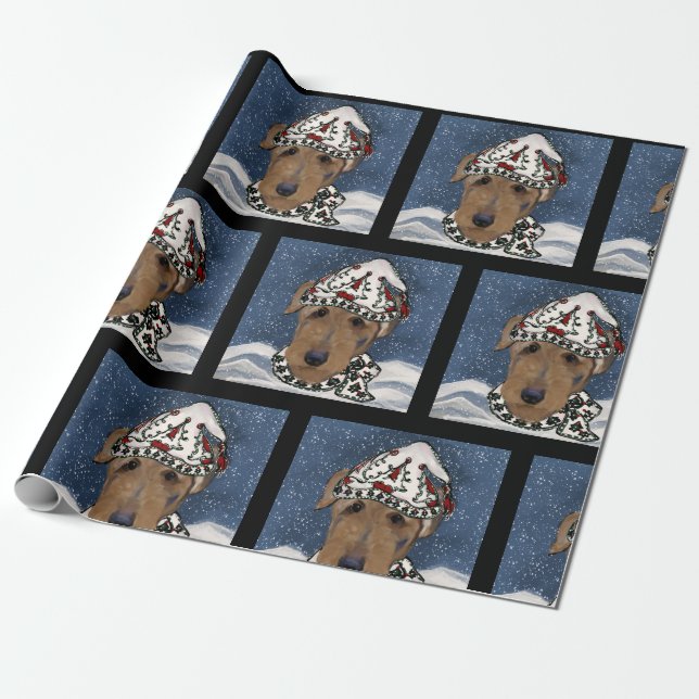 PAPEL DE PRESENTE TERRIERES AIREDALE (Desenrolado)
