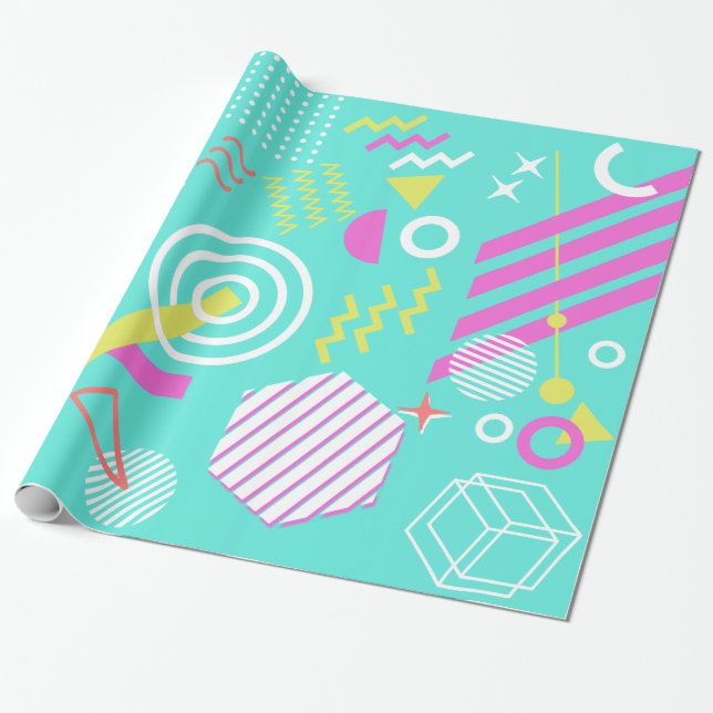 Papel De Presente teste padrão 90s geométrico (Desenrolado)