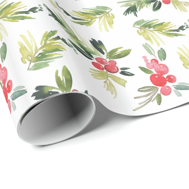 Papel De Presente Teste padrão alegre do Natal do visco | (Ponta do rolo)