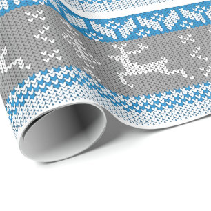 Papel De Presente Teste padrão alpino norueguês azul e cinzento do