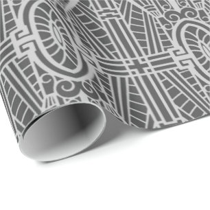 Papel De Presente Teste padrão arquitectónico de Deco, cinza de