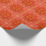 Papel De Presente Teste padrão auspicioso chinês Dourado vermelho<br><div class="desc">Design propício auspicioso Dourado vermelho festivo do teste padrão do chinês tradicional.</div>