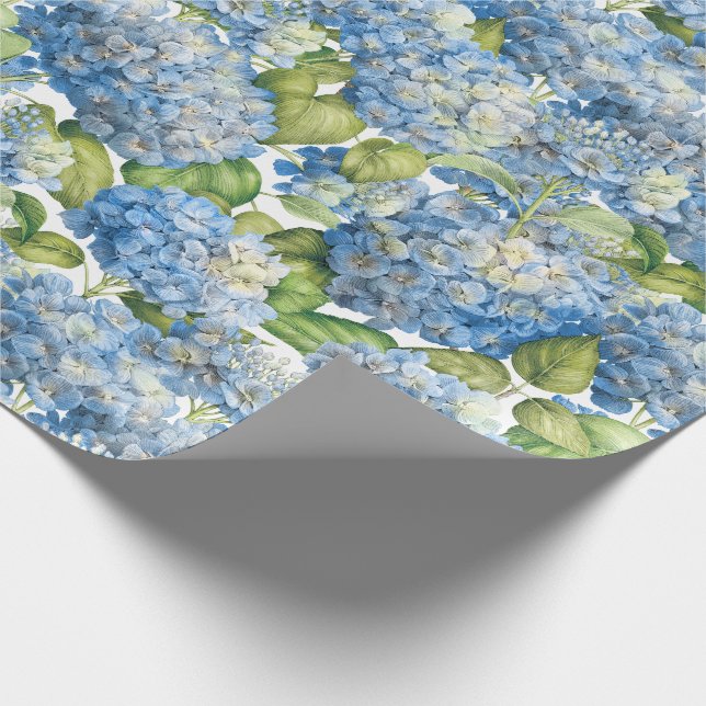 Papel De Presente Teste padrão azul clássico floral do Hydrangea (Ponta)