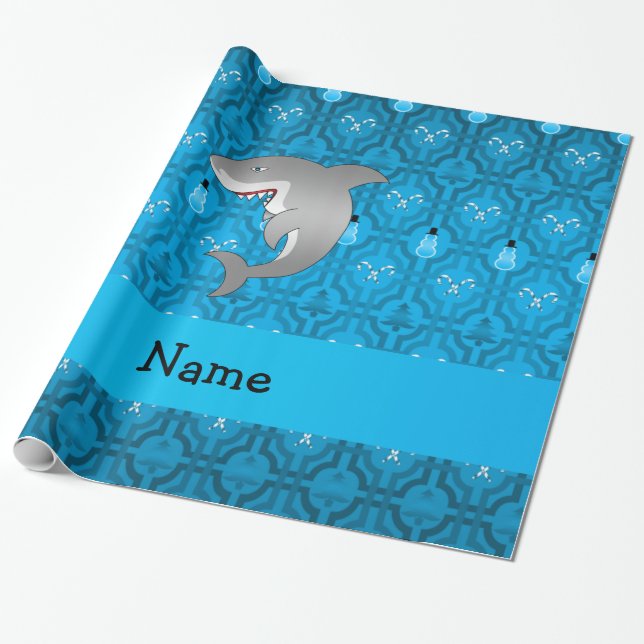 Papel De Presente Teste padrão azul da treliça do boneco de neve do (Desenrolado)