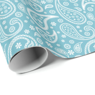 Papel De Presente Teste padrão azul moderno de Paisley
