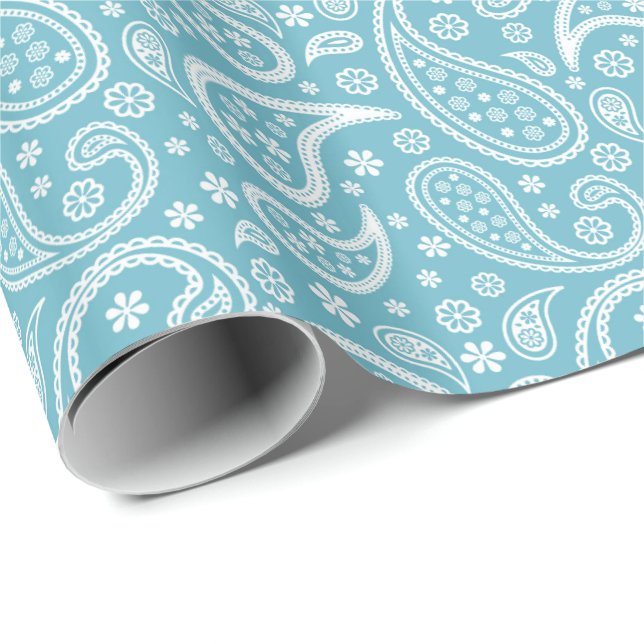 Papel De Presente Teste padrão azul moderno de Paisley (Ponta do rolo)