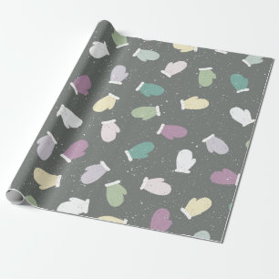 Papel De Presente Teste padrão bonito do inverno dos mitenes do