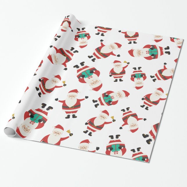 Papel De Presente Teste padrão bonito do Natal de Papai Noel (Desenrolado)