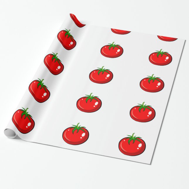 Papel De Presente Teste padrão bonito do tomate (Desenrolado)