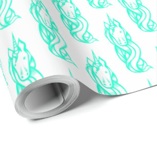 Papel De Presente Teste padrão bonito do unicórnio de turquesa