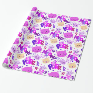 Papel De Presente Teste padrão bonito dos gatos dos desenhos
