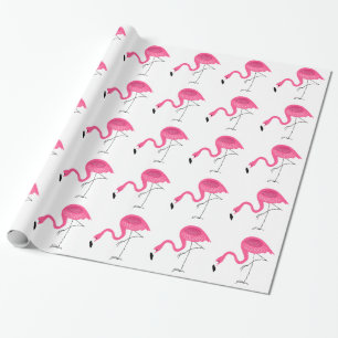 Papel De Presente Teste padrão branco & cor-de-rosa dos flamingos