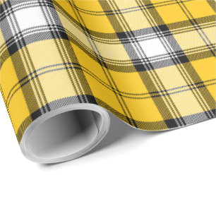 Papel De Presente Teste padrão branco preto amarelo do Scottish da
