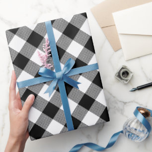 Papel De Presente Teste padrão branco preto das verificações do