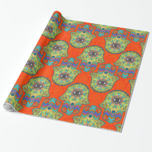 Papel De Presente Teste padrão colorido da mão de Hamsa com paisle