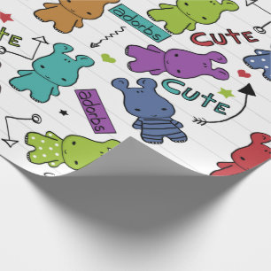 Papel De Presente Teste padrão colorido do hipopótamo dos desenhos